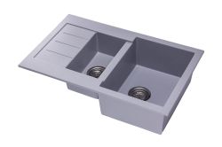 Zlewozmywak granitowy 1,5-komorowy 77x48 cm Darfor DG013 popiel