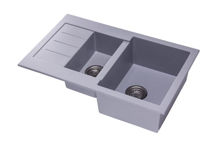 Zlewozmywak granitowy 1,5-komorowy 77x48 cm Darfor DG013 popiel