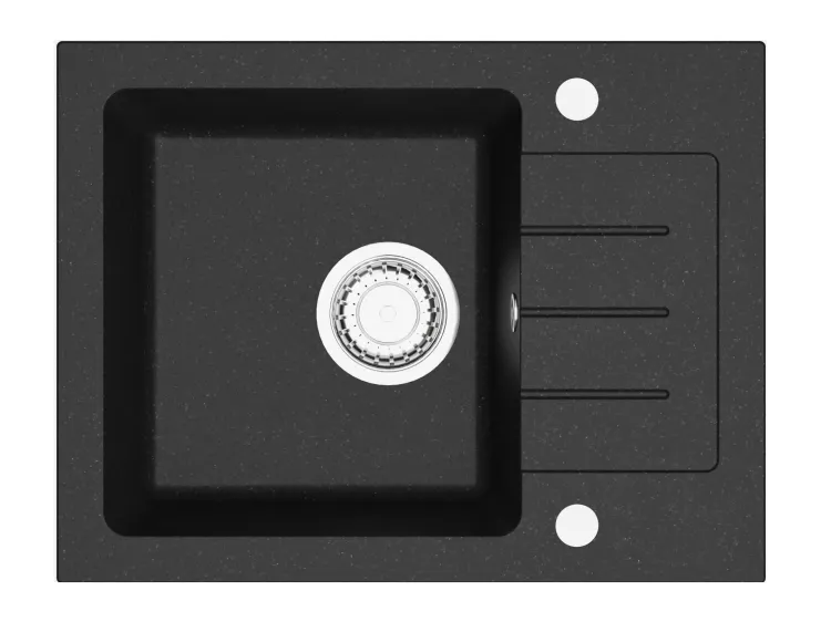 Zlewozmywak granitowy jednokomorowy 58x45 cm Darfor DG014 czarny nakrapiany