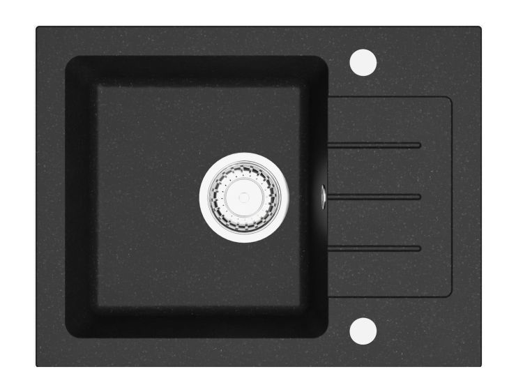 Zlewozmywak biały granitowy jednokomorowy 58x45 cm Darfor DG014 czarny nakrapiany