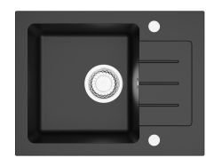 Zlewozmywak biały granitowy jednokomorowy 58x45 cm Darfor DG014 czarny