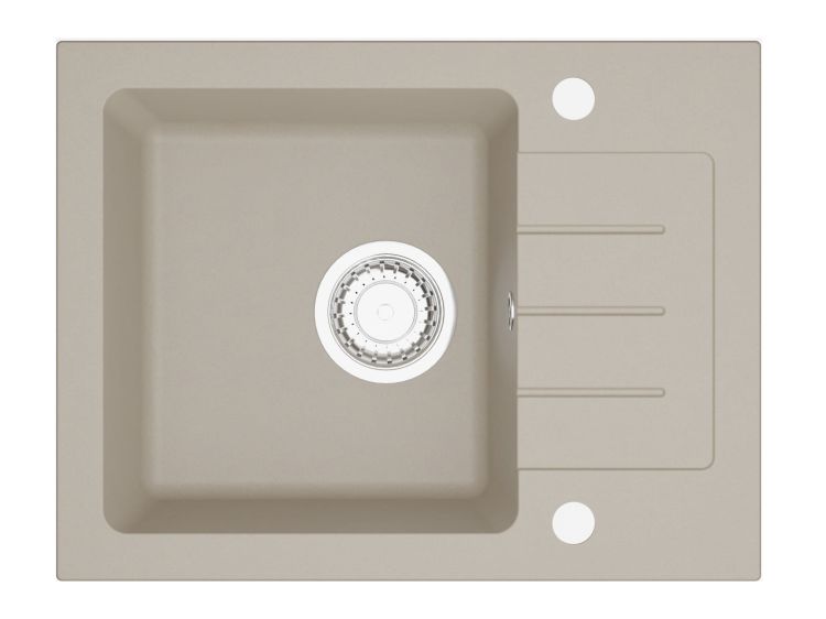 Zlewozmywak biały granitowy jednokomorowy 58x45 cm Darfor DG014 jasny beż