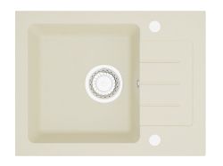 Zlewozmywak biały granitowy jednokomorowy 58x45 cm Darfor DG014 jaśmin