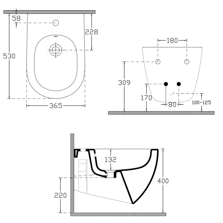 INFINITY bidet wiszący 36,5x53cm, biały mat