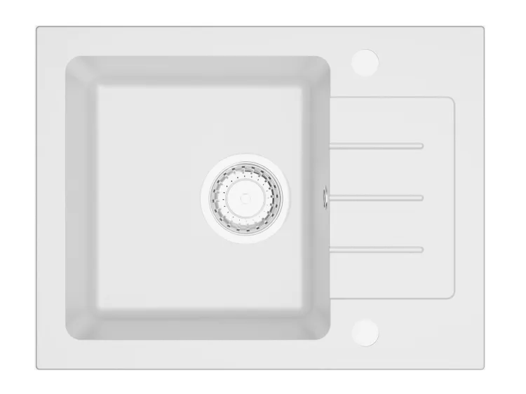 Zlewozmywak granitowy jednokomorowy 58x45 cm Darfor DG014 biały
