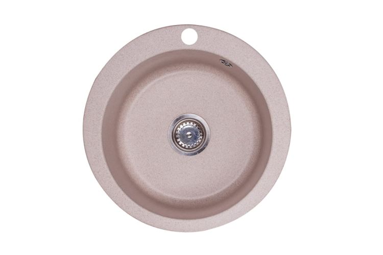 Zlewozmywak granitowy jednokomorowy okrągły 50x50 cm Darfor DG003 beż