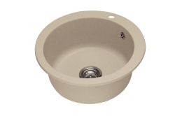 Zlewozmywak granitowy jednokomorowy okrągły 50x50 cm Darfor DG003 jasny beż