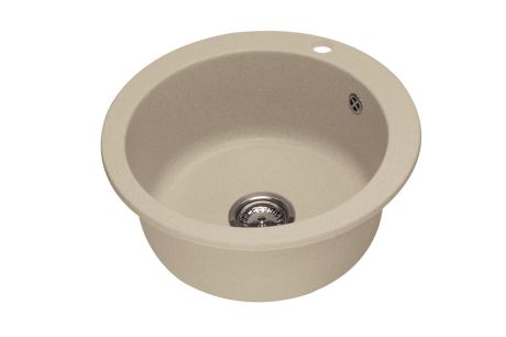 Przejdź do produktu Zlewozmywak granitowy jednokomorowy okrągły 50x50 cm Darfor DG003 jasny beż