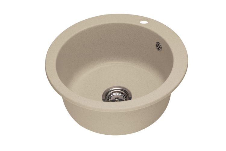 Zlewozmywak granitowy jednokomorowy okrągły 50x50 cm Darfor DG003 jasny beż