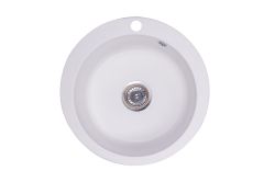 Zlewozmywak granitowy jednokomorowy okrągły 50x50 cm Darfor DG003 biały