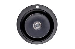 Zlewozmywak granitowy jednokomorowy okrągły 50x50 cm Darfor DG003 czarny