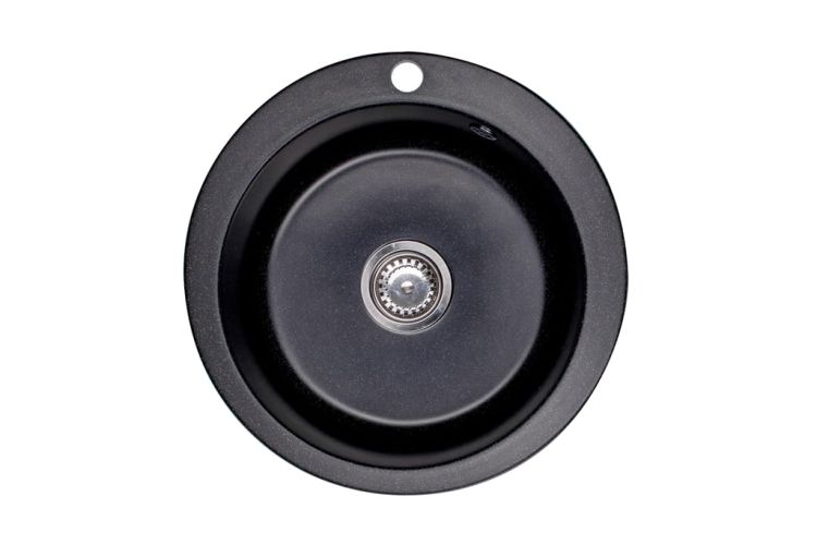 Zlewozmywak granitowy jednokomorowy okrągły 50 cm Darfor DG003 czarny nakrapiany