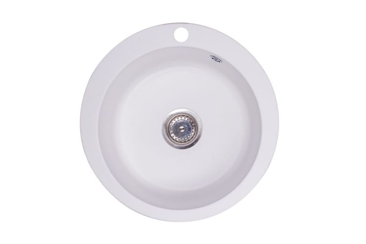 Zlewozmywak granitowy 1-komorowy okrągły 50 cm Darfor DG003 biały