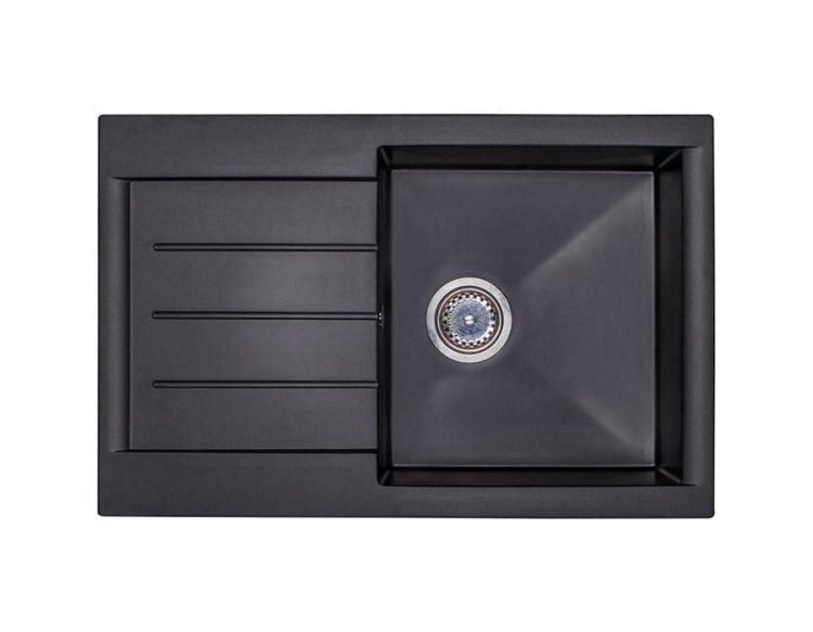 Zlewozmywak granitowy 1-komorowy 76,5x50 cm z ociekaczem Darfor DG010 czarny