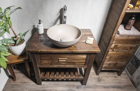 Przejdź do produktu FORMIGO umywalka betonowa nablatowa, średnica 39cm, piaskowy mat