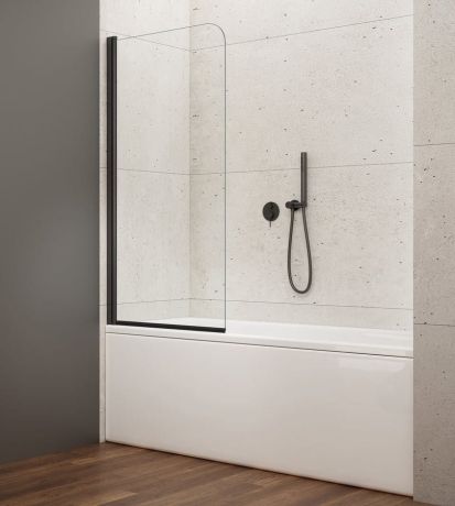 Przejdź do produktu VILMA parawan wannowy 600x1400mm, czarny, szkło czyste