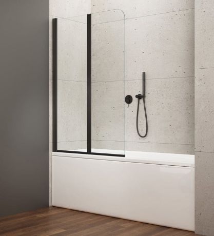 Przejdź do produktu WILA parawan wannowy 900x1400mm, składany, czarny, szkło czyste