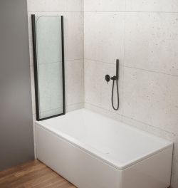 WILA parawan wannowy 900x1400 mm, składany, czarny, szkło czyste