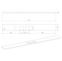 ABELINE półka Rockstone 1000mm, 2 otwory, biały mat