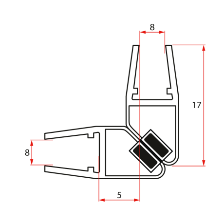 Przejdź do produktu Uszczelki magnetyczne 45° do szkła 8mm, 2000mm