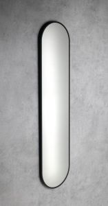 SHARON LONG lustro owalne z podświetleniem LED 35x150cm, czarny mat