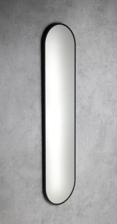 SHARON LONG lustro owalne z podświetleniem LED 35x150cm, czarny mat