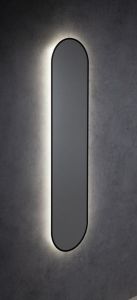 SHARON LONG lustro owalne z podświetleniem LED 35x150cm, czarny mat