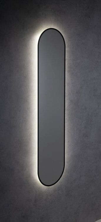 SHARON LONG lustro owalne z podświetleniem LED 35x150cm, czarny mat