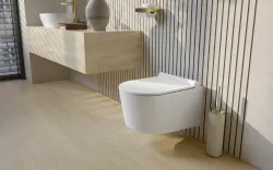 Miska WC bezrantowa, wisząca 50x36 cm z deską WC Slim TREND ze stelażem podtynkowym i przyciskiem spłukującym TeceLoop TR2197+9400407
