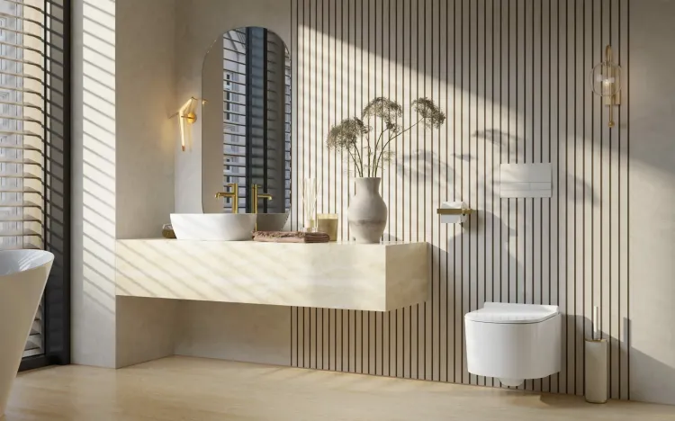 Miska WC bezrantowa, wisząca 50x36 cm z deską WC Slim TREND ze stelażem podtynkowym i przyciskiem spłukującym TeceLoop TR2197+9400407