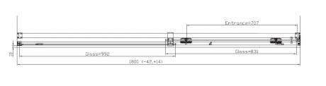 Przejdź do produktu Drzwi prysznicowe dwuczęściowe 180x200 cm rozsuwane Ronal Sanswiss Amalia D35S21805007+V2.D35.50 srebrny połysk 