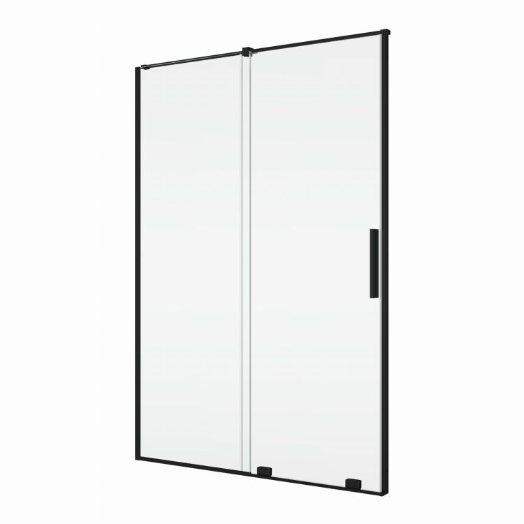 Drzwi prysznicowe dwuczęściowe 120x200 cm rozsuwane Ronal Sanswiss Amalia Black Line D35S21200607+V2.D35.06 czarny mat
