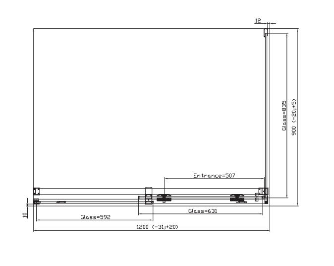 Kabina prysznicowa 120x90 cm z drzwiami rozsuwanymi Ronal Sanswiss Amalia D35S21205007+D35F10905007 srebrny połysk