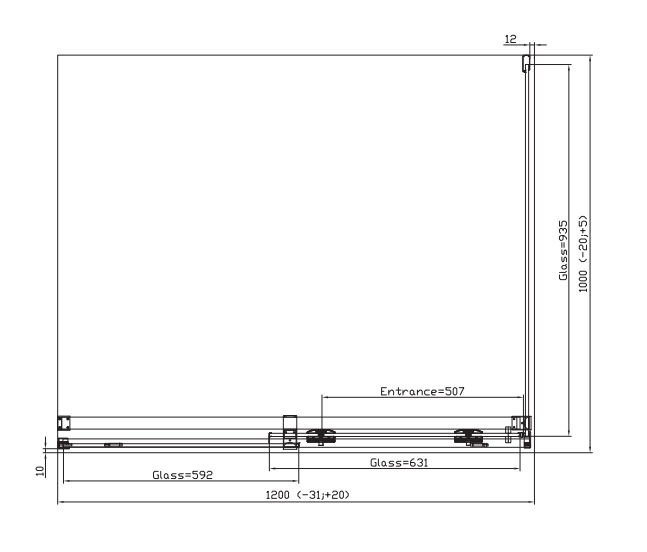 Kabina prysznicowa 120x100 cm z drzwiami rozsuwanymi Ronal Sanswiss Amalia D35S21205007+D35F11005007 srebrny połysk