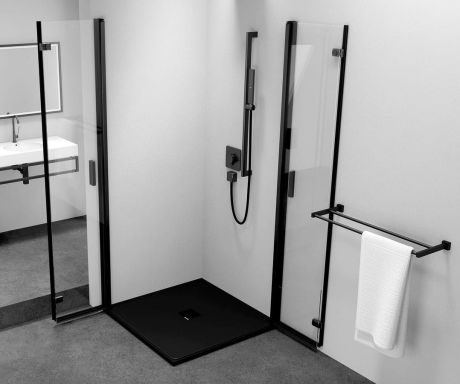 Przejdź do produktu ZOOM BLACK kabina prysznicowa 900x900mm, wejście z rogu