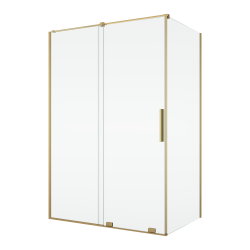 Złota kabina prysznicowa 140x100 cm z drzwiami rozsuwanymi Ronal Sanswiss Amalia Gold Line D35S21401307+D35F11001307