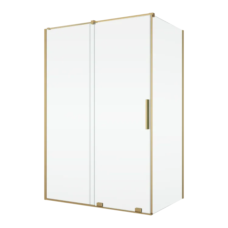 Złota kabina prysznicowa 160x100 cm z drzwiami rozsuwanymi Ronal Sanswiss Amalia Gold Line D35S21601307+D35F11001307