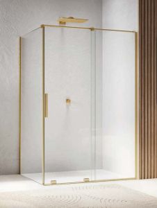 Złota kabina prysznicowa 180x100 cm z drzwiami rozsuwanymi Ronal Sanswiss Amalia Gold Line D35S21801307+D35F11001307