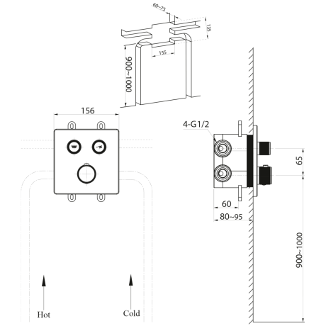 Przejdź do produktu SMART SELECT bateria prysznicowa termostatyczna podtynkowa, box, 2 wyjścia, czarny mat