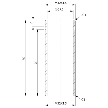 Przejdź do produktu Przedłużona rura montażowa do baterii, M32*1,5x80mm