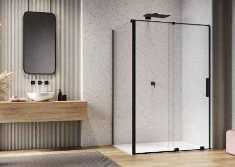 Przejdź do produktu Czarna kabina prysznicowa 120x80 cm z drzwiami rozsuwanymi Ronal Sanswiss Amalia Black Line D35S21200607+D35F30800607+V2.D35.06 czarny mat