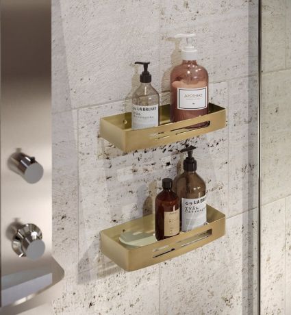 Przejdź do produktu SMART półka do kabiny prysznicowej, 300x45x128mm, złoto mat