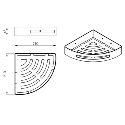 SMART półka narożna do kabiny prysznicowej, 210x45x210mm, złoty mat