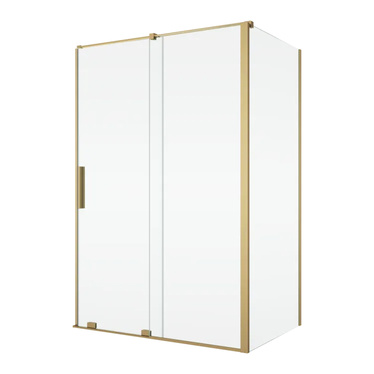 Złota kabina prysznicowa 140x80 cm z drzwiami rozsuwanymi Ronal Sanswiss Amalia Gold Line D35S21401307+D35F30801307+V2.D35.13 złoty szczotkowany