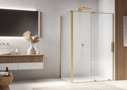 Złota kabina prysznicowa 170x90 cm z drzwiami rozsuwanymi Ronal Sanswiss Amalia Gold Line D35S21701307+D35F30901307+V2.D35.13 złoty szczotkowany