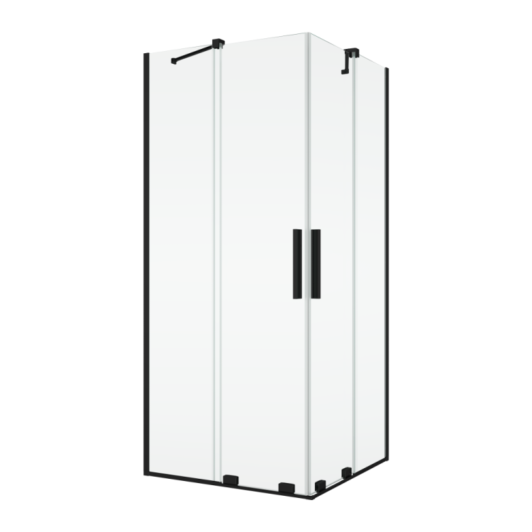 Czarna kabina prysznicowa 80x80 cm z drzwiami rozsuwanymi Ronal Sanswiss Amalia D35SE2L0800607+D35SE2R0800607 czarny mat