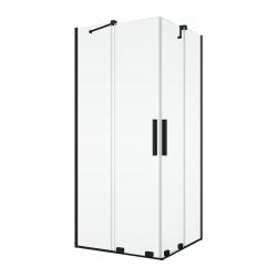 Czarna kabina prysznicowa 120x120 cm z drzwiami rozsuwanymi Ronal Sanswiss Amalia D35SE2L1200607+D35SE2R1200607 czarny mat