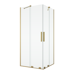 Złota kabina prysznicowa 90x90 cm z drzwiami rozsuwanymi Ronal Sanswiss Amalia D35SE2L0901307+D35SE2R0901307 złoty szczotkowany