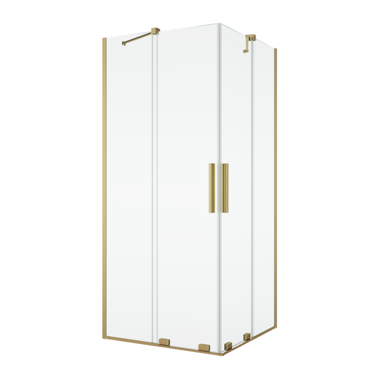 Złota kabina prysznicowa 90x90 cm z drzwiami rozsuwanymi Ronal Sanswiss Amalia D35SE2L0901307+D35SE2R0901307 złoty szczotkowany