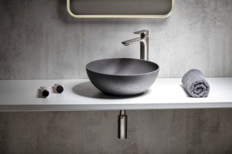 Przejdź do produktu FORMIGO umywalka betonowa nablatowa, średnica 39cm, antracyt mat